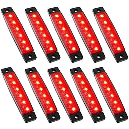 10 kpl auton LED-kalliokiskovalaisimia, auton ulkopuoli, lokasuojan valaistuspaketti, vedenpitävä, heikkokaltainen pyöränvalaisin (punainen)