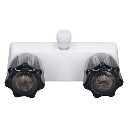 RV Duschkran Ventil Umsteller Duschmischventil Steuerung mit 2 Knöpfen Rad für Wohnmobil Weiße Basis Brauner Knopf