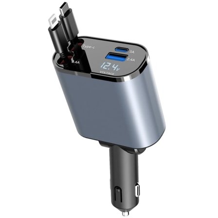 Billaddare 100W - Laddare för bilen - iPhone/Samsung - USB-C Svart