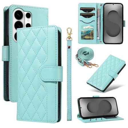 Rhombus Samsung Galaxy S26 Ultra Plånboksfodral Konstläder - Grön