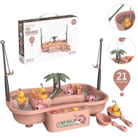 Fiskesett for barn Badeleker Multifunksjonell Lys Musikk Elektrisk Vannsirkulasjon Rotasjon Basseng Lek for Småbarn