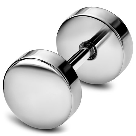 Argentia | Próba 925 | Płaski 6 mm rodowany srebrny oszukany wkręt plug dla mężczyzn - Wkręty