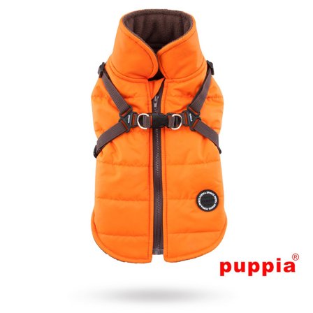 Puppia - Mountaineer II Orange - Fodrat Hundtäcke med Integrerad Sele - Hundsele