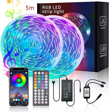 5m LED-nauhavalot Bluetooth-sovelluksella RGB SMD 2835 IP20 DC12V Kotiin