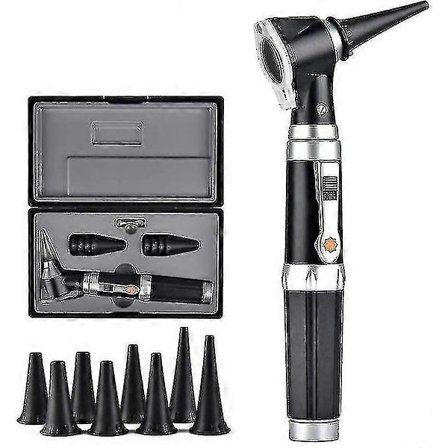 3x Otoskop med LED, Portabel Håndholdt Øreundersøkelsesforstørrer med 8 Hetter