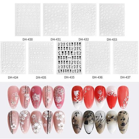 Blomsternageldekaler Kreativa olika design Blomsternageldekaler