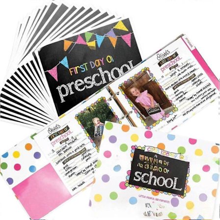 Enkleste Skoledags Minnealbum, Første og Siste Dag Minnebok, Gjenbrukbar Fotorekvisitt, Skolebilde Fotoalbum Barndomsminnebok, Minne B