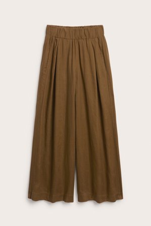 Kappahl | Spodnie z lnu, o szerokim kroju Brązowy M | Brązowy