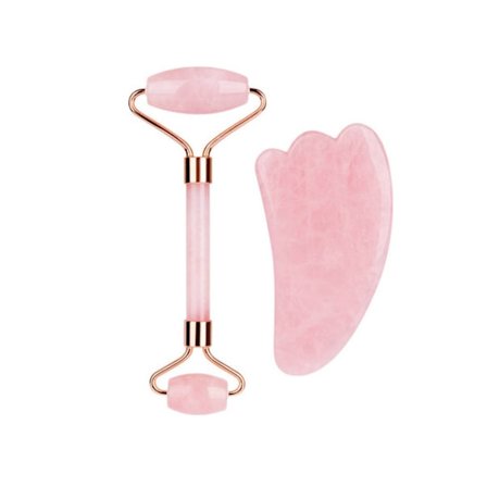 Autentisk Jade Roller och Gua Sha Jade Roller för Ansikte: Ansiktsmassageapparat Ansiktsroller för Hud Ögon Nacke Rosa YEMAESRE