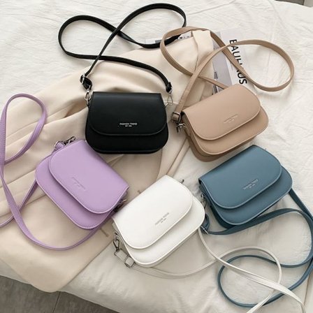 Trendig Sadel Axelväska Dam PU Läder Crossbody Bag KHAKI