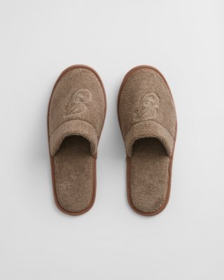 GANT - Broderte tøfler taupe beige