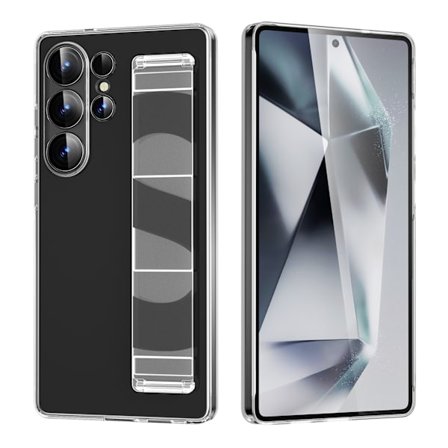 Samsung S25 Ultra telefondeksel, silikonarmbånd full-dekning frostet beskyttelsesdeksel, transparent.