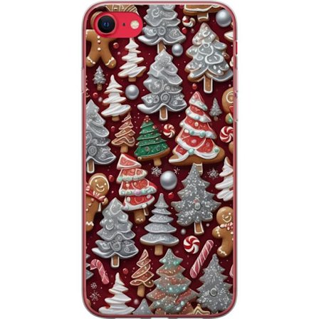 Kompatibel Mobilcover til Apple Apple iPhone SE (2020) Hyggeligt julemotiv med træer, slik og vinterfarver