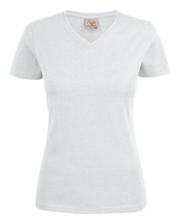 Printer Heavy V-neck Lady T-shirt Vit Vit, Kläder