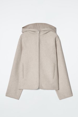 COS Women's Jacka I Dubbelsidig Ull Med Huva in Beige