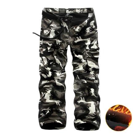 Camo byxor för män Fleecefodrad byxa white XL