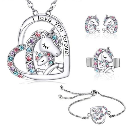 Enhörning Halsband Stud Örhängen Kostym Dam Smyckesset