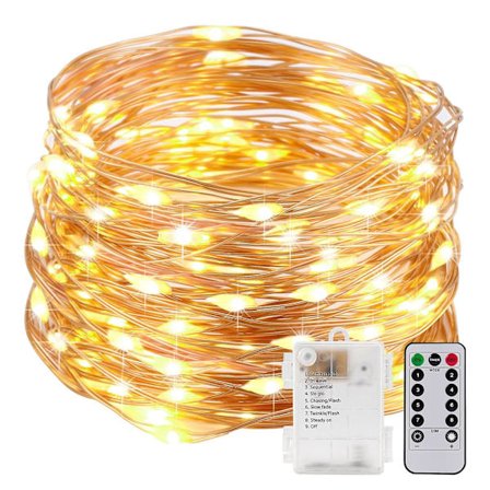 20m 8-läges Fe-lampor Utomhus El-drivna Fe-lampor Vattentäta Utomhus / Inomhus Koppar Fe-lampor Med Fjärrkontroll Timer Till Sovrummet, Balkong