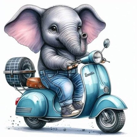 Djur på Moped Affisch A4