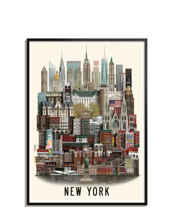 New York Standard Poster Home Decoration Posters & Frames Posters Cities & Maps Monivärinen/Kuvioitu Martin Schwartz