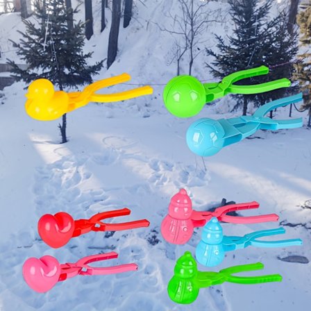 Olika sneboldforme, inklusive forme af and, snemand, hjerte og fodbold. 0