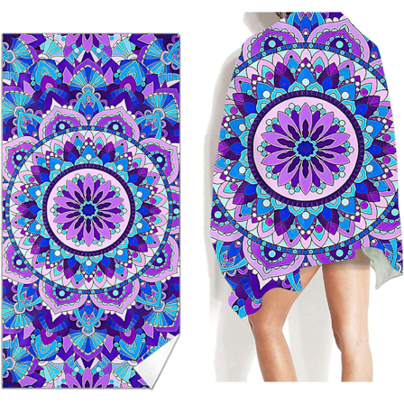 Bohemian stil mikrofiber strandhåndklæde, hurtigtørrende og sandfrit, ekstra stor størrelse 71"x35", velegnet til strand, pool og badeværelse