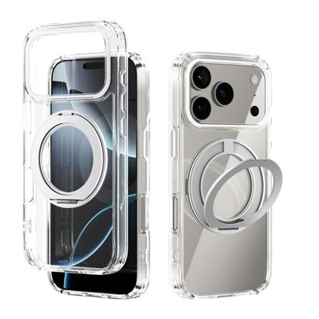 Bakskal med MagSafe och mobilring till iPhone 17 Pro - Klar/Vit