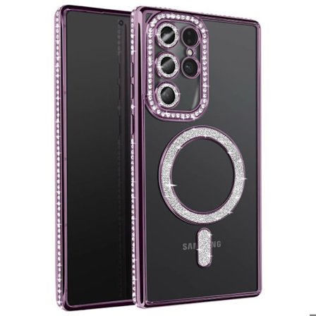 Coque Diamant för Samsung Galaxy S25 Ultra MagSafe Contour Strass Lila