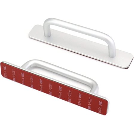 2 st Dörrhandtag Självhäftande Aluminiumlegering Tryck- och Draghandtag Skjutdörrshandtag Ingen Borrning för Grindar Skåp Toalett Skåp Garage Skjul