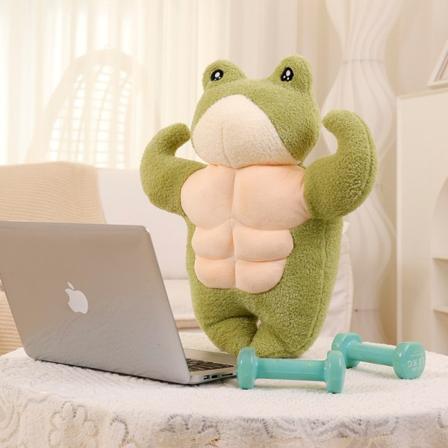 21,7 tommer 3D Muscle Frog Plyslegetøj - Superblødt tøjdyr, sjov frødukke til børn, krammegave. Sød Fitness Frog Duck Plys muscular duck