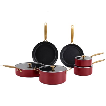 Combekk Stegepande- og kasserollesæt 10 dele, bordeaux | KitchenOne