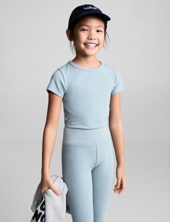 Mango Cotton Ribbed Leggings - Blue - 164