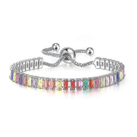 Rainbow Tourmaline Ionic Armband, Ny Naturlig Färgglad Turmalin Regnbåge Kristallarmband, Färgad Justerbar Kristall