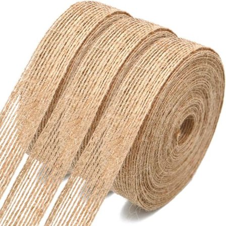 3 ruller hessianbånd, (2 cm) 30 m naturstrie bånd jutebånd