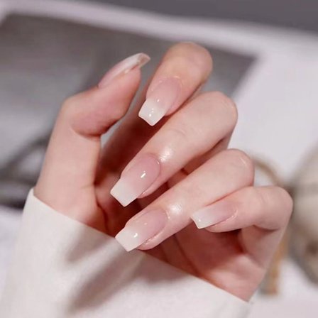 24st White Gradient False Nails French Style Nails Tryck på