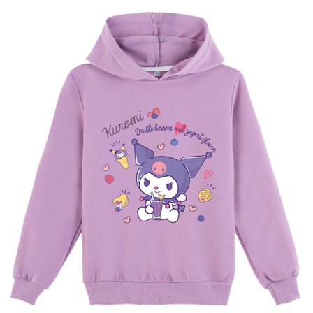 Barn Kuromi Trykket Casual Langarmet Hoodie Genser Topper Gave Lilla V .