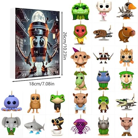 Tung Tung Tung Sahur 24 Dages Julekalender 2025, 2D Akryl Nøglering Brainrot Italiensk Dyr Børnegave Farve I