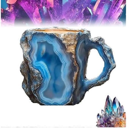 Mineral kristall kaffekopp, flerfärgad kaffekopp med handtag, elegant kristallgåva för hem och kontor aquamarine-max