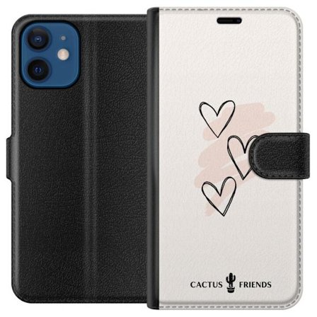 Yhteensopiva Lompakkokotelo Apple Apple iPhone 12 Cactus and Friends - Soft Romance Sketch