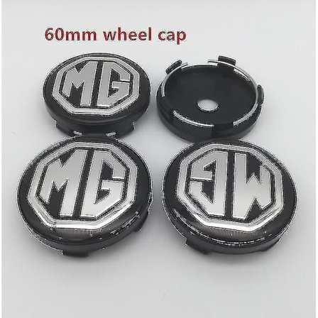 4 stk Mg Logo 56mm 60mm Bil Hjul Senter Deksel Nav Caps Harpiks Badge Emblem Klistremerke Styling Tilbehør, 60mm Svart Caps 2