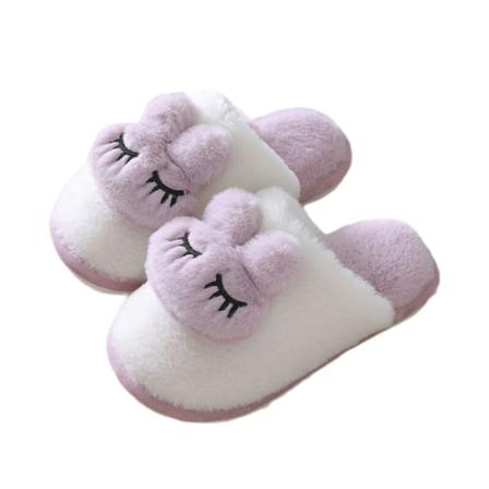 Kvinnor Flat Fuzzy Tofflor Slip On House Skor