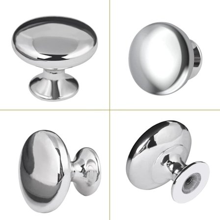4x Polerede Krom Skuffeknopper Runde Svampeknopper 30mm til Skab, Garderobe, Skuffe, Soveværelse, Badeværelsesmøbler Hylder osv. (Sølv)