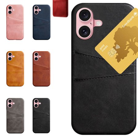 Kortholder iPhone 16 skal mobilcover med udskæring til oplader og hovedtelefoner -