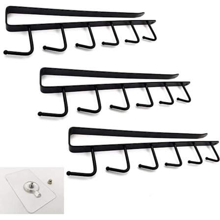 3 stk. hængende kopholdere, skab opbevaringskroge hængende, Gla