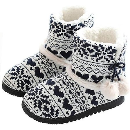 Sort Høj Hjemmesko Dame Vinter Hjemmesko Indendørs Varme Plysforstøvler Hjemmesko