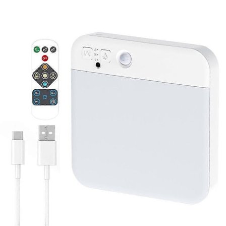 Oppladbar taklampe med bevegelsessensor og fjernkontroll - Trådløse taklamper batteridrevet skaplampe, 3 farger