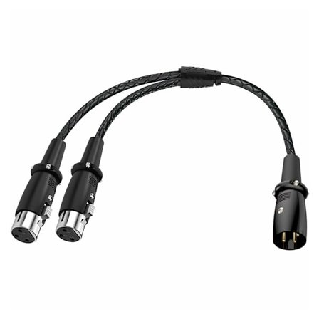 Y-formad splitterkabel 3-stifts hane till 2XLR hona-kontakter 50cm/19.68tum