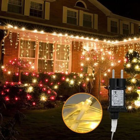 10m LED-snegle-regn-før-julelys-gardin-lyskæde, varm hvid