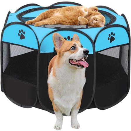 Bærbar Hunde- og Kattegård – Sammenleggbar Lekegrind for Innendørs, Lekegrind for Valp og Smådyr