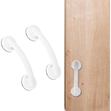 Todelers badekar- og dusjhåndtak - glassdørhåndtak - sugekopptype - 19,4 cm (hvit)